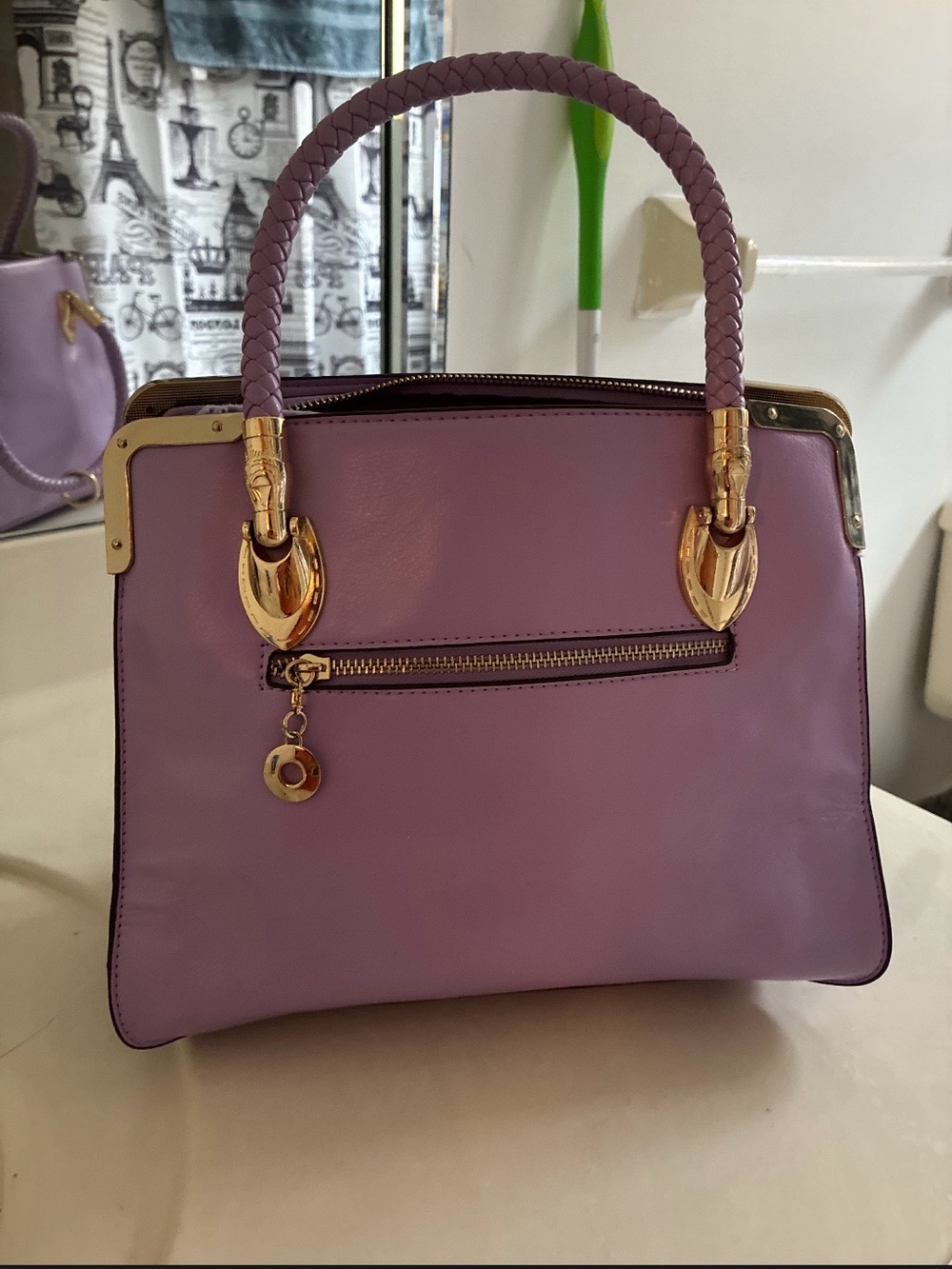 Source Unknown Lavender Satchel with Gold Hardware